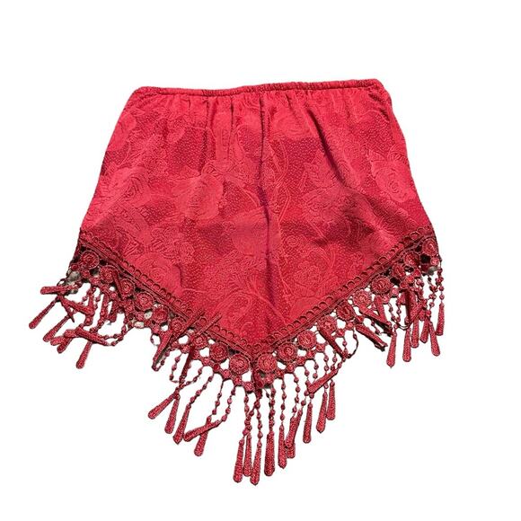 Willow & Root Red Strapless Festival Shirt Size Small with Fringe Buckle Brand - Picture 1 of 5